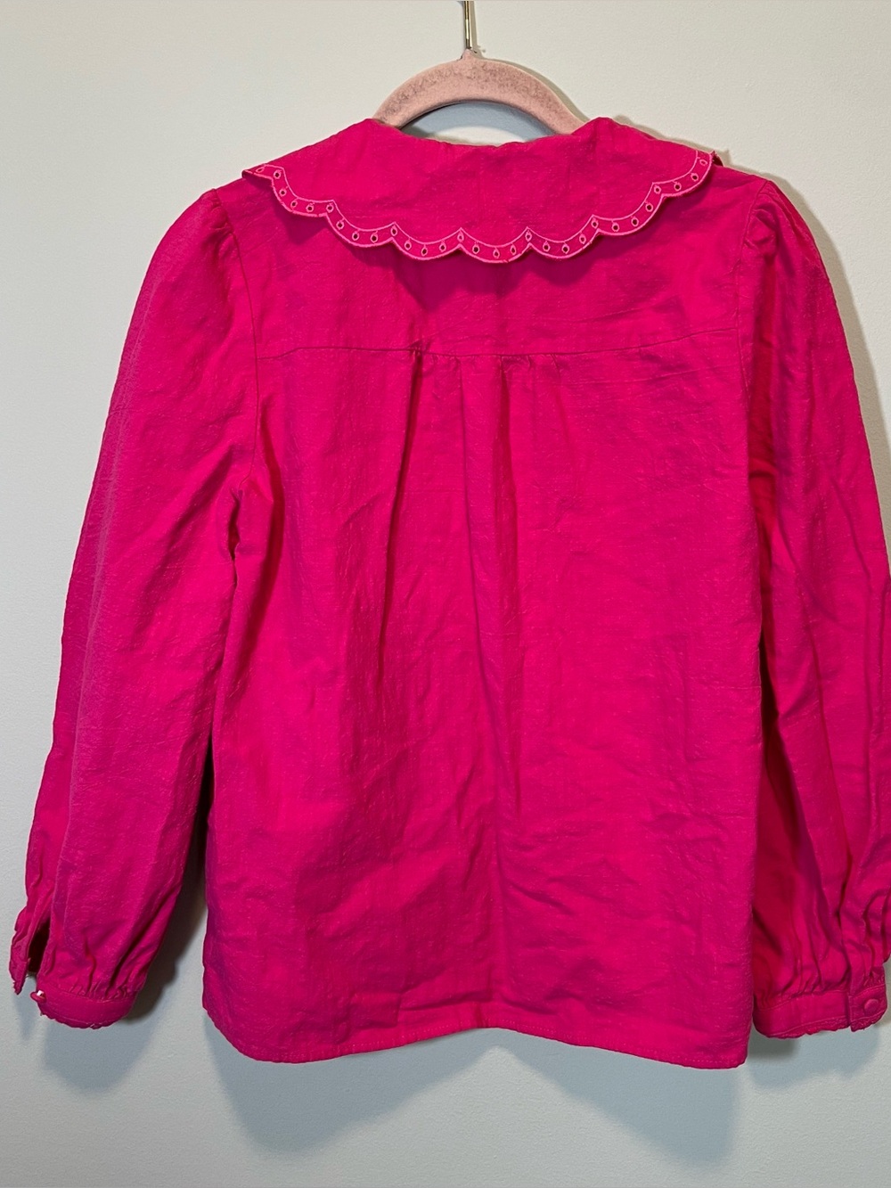 Anna Kay Women’s Pink Collared Embroidered Button Up Long Sleeve Top Large - Picture 8 of 10